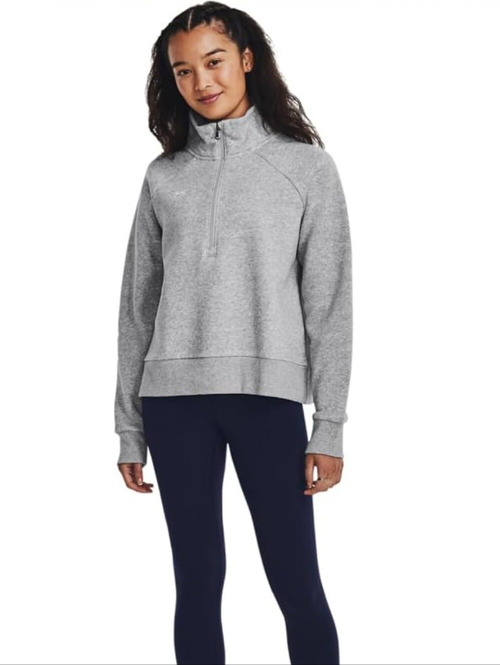 Under Armour Women's Rival Fleece Half Zip Top Gray Light Heather Sz M EUC $55 - Picture 3 of 16